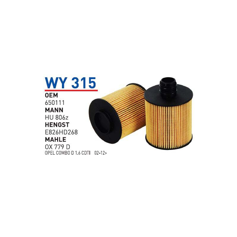Wy315 Oem 650111 Fiat linea doblo Otomobil yağ filtre oil filter