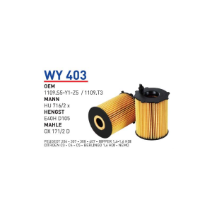 Wy403 Oem 1109.S5-Y1-Z5/1109.T3 Fiat scudo Otomobil yağ filtre oil filter
