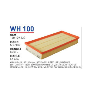 Wh100 Oem 1j0129620 Volkswagen golf IV bora Otomobil hava filtre air filter
