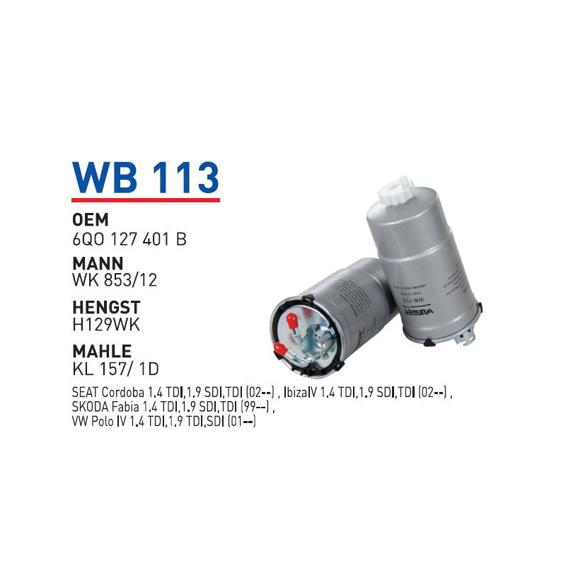 Wb113 Oem 6Q0127401B Volkswagen polo seat skoda Otomobil yakıt filtre dizel fuel filter diesel