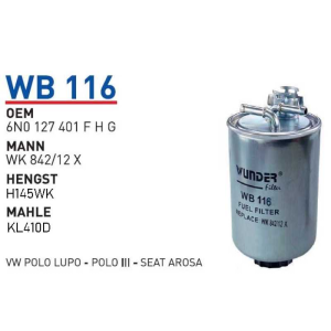 Wb116 Oem 6NO127401 F H G Volkswagen polo lupo seat Otomobil yakıt filtre dizel fuel filter diesel