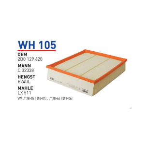 Wh105 Oem 2D0129620 Volkswagen Lt Otomobil hava filtre air filter