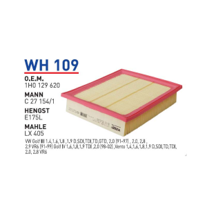 Wh109 Oem 1H0129620 Volkswagen golf III vento Otomobil hava filtre air filter