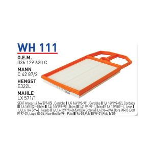 Wh111 Oem 036129620 C Volkswagen polo sportli̇ne Otomobil hava filtre air filter