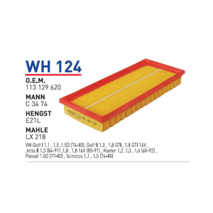 Wh124 Oem 113129620 Volkswagen golf I Otomobil hava filtre air filter