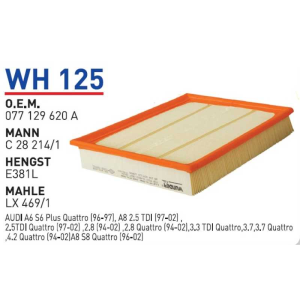 Wh125 Oem 077129620 A Volkswagen Audi̇ A8 Otomobil hava filtre air filter