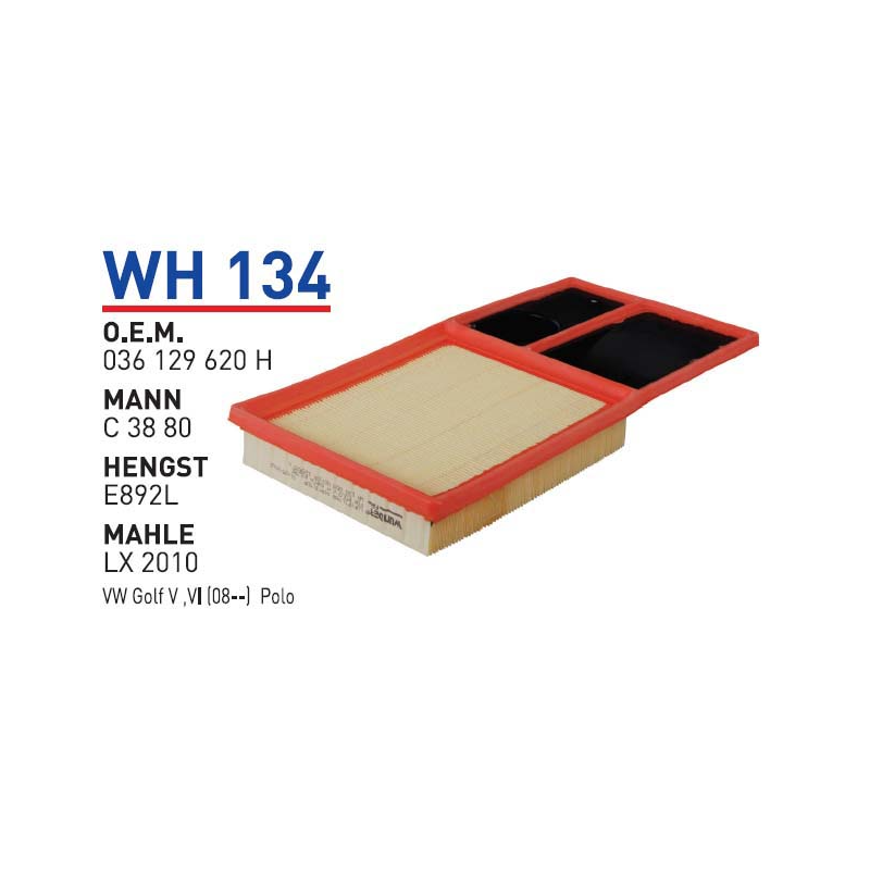 Wh134 Oem 036129620 Η Volkswagen caddy golf Polo Otomobil hava filtre air filter