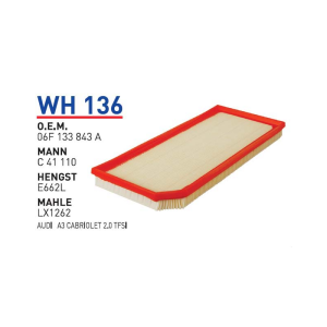 Wh136 Oem 06F133843 A Volkswagen audi A3 cabriolet Otomobil hava filtre air filter