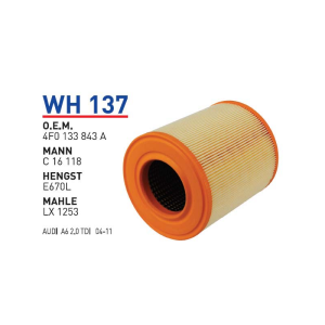 Wh137 Oem 4F0133843 A Volkswagen audi A6 Otomobil hava filtre air filter