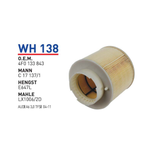 Wh138 Oem 4F0133843 Volkswagen audi A6 Otomobil hava filtre air filter