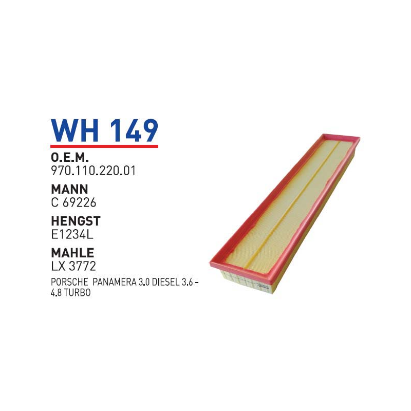 Wh149 Oem 97011022001 Volkswagen porsche panamera Otomobil hava filtre air filter