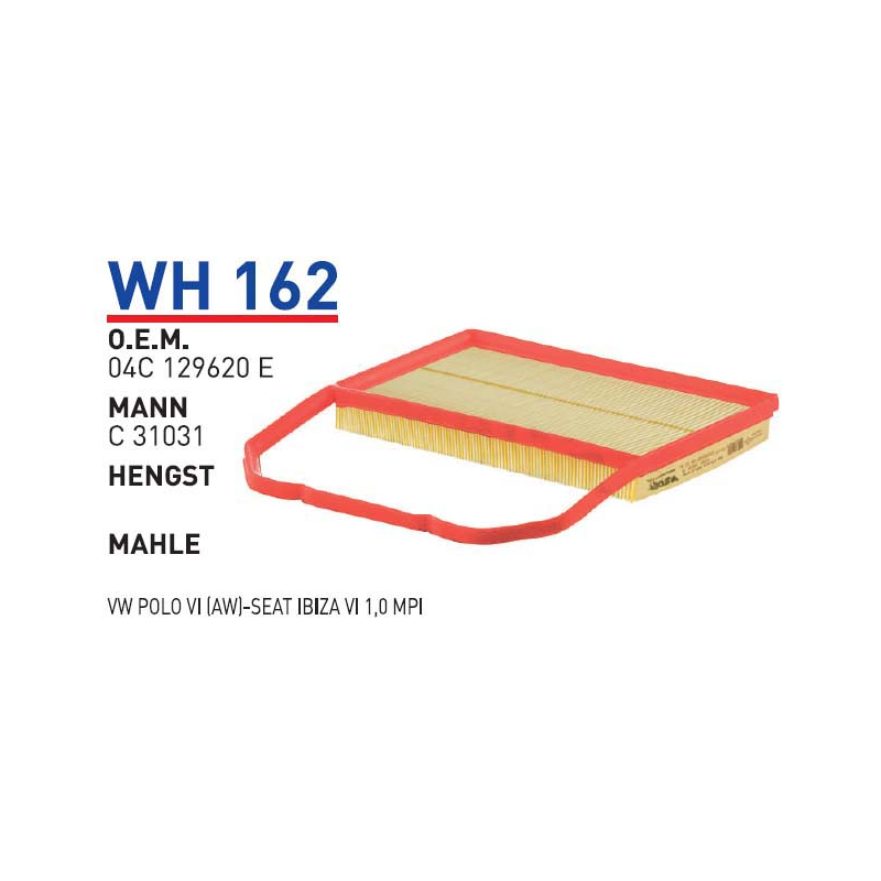 Wh162 Oem 04C129620 E Volkswagen polo VI seat Ibiza Otomobil hava filtre air filter