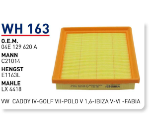 Wh163 Oem 04E129620 A Volkswagen caddy IV golf VII polo V Otomobil hava filtre air filter