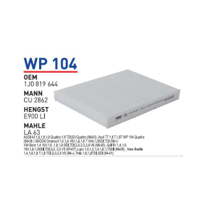 Wp104 Oem 1J0819644 Volkswagen golf bora audi Otomobil polen filtre pollen filter