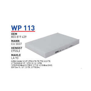 Wp113 Oem 8E0819439 Volkswagen audi seat Otomobil polen filtre pollen filter