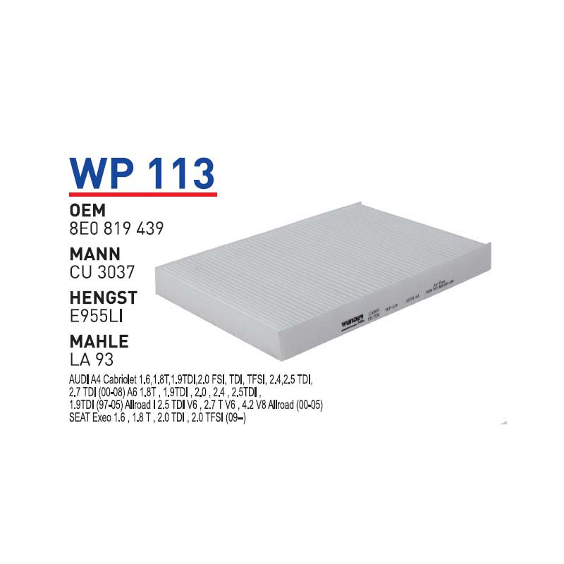 Wp113 Oem 8E0819439 Volkswagen audi seat Otomobil polen filtre pollen filter