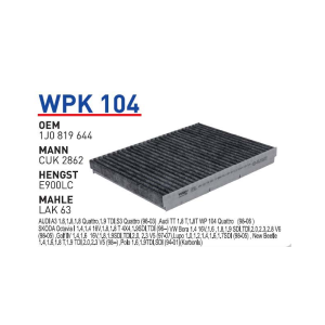 Wpk104 Oem 1J0819644 Volkswagen golf bora polo Otomobil polen filtre pollen filter