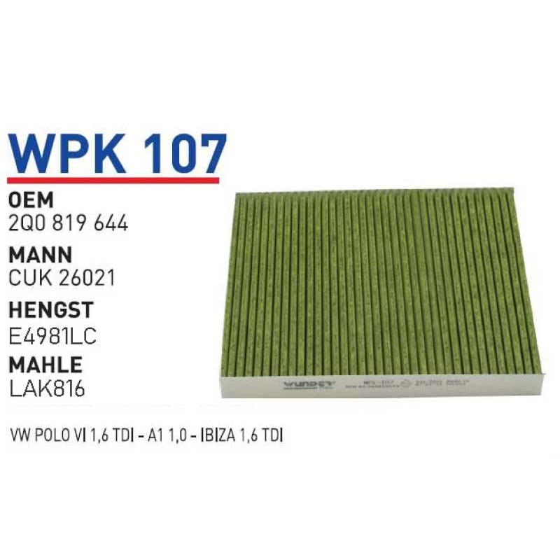 Wpk107 Oem 2Q0819644 Volkswagen polo audi Ibiza Otomobil polen filtre pollen filter