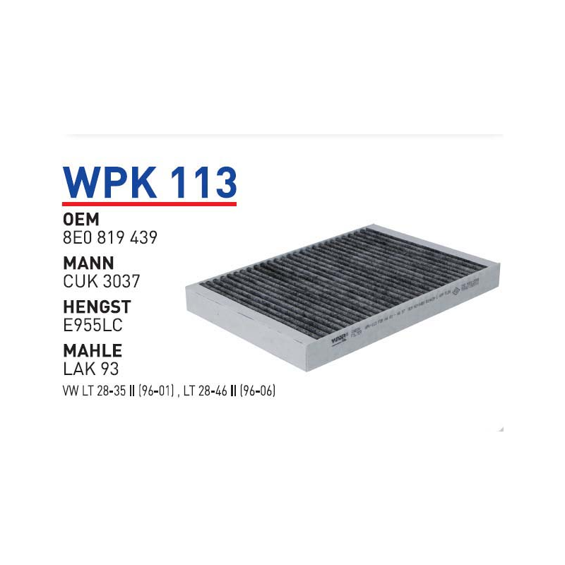 Wpk113 Oem 8E0819439 Volkswagen audi̇ A4 Otomobil polen filtre pollen filter