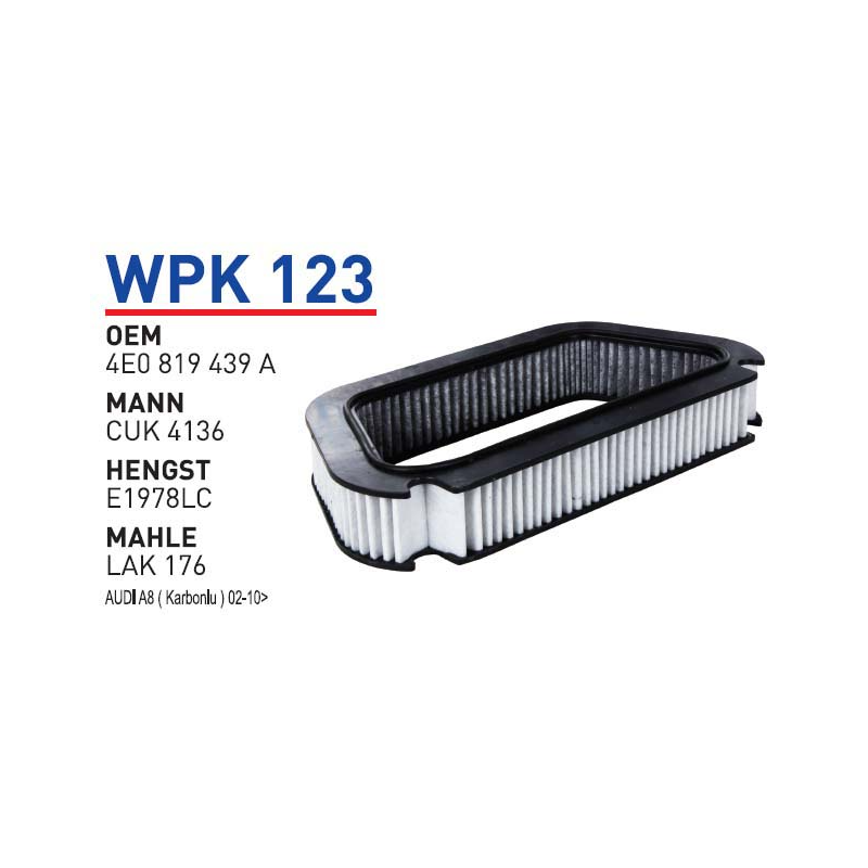 Wpk123 Oem 4E0819439 A Volkswagen audi̇ A8 Otomobil polen filtre pollen filter