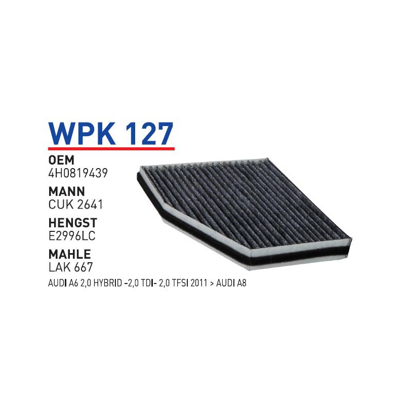 Wpk127 Oem 4H0819439 Volkswagen audi A6 hybrid audi A8 Otomobil polen filtre pollen filter