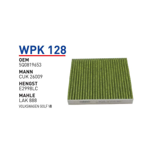 Wpk128 Oem 5Q0819653 Volkswagen golf VII Otomobil polen filtre pollen filter