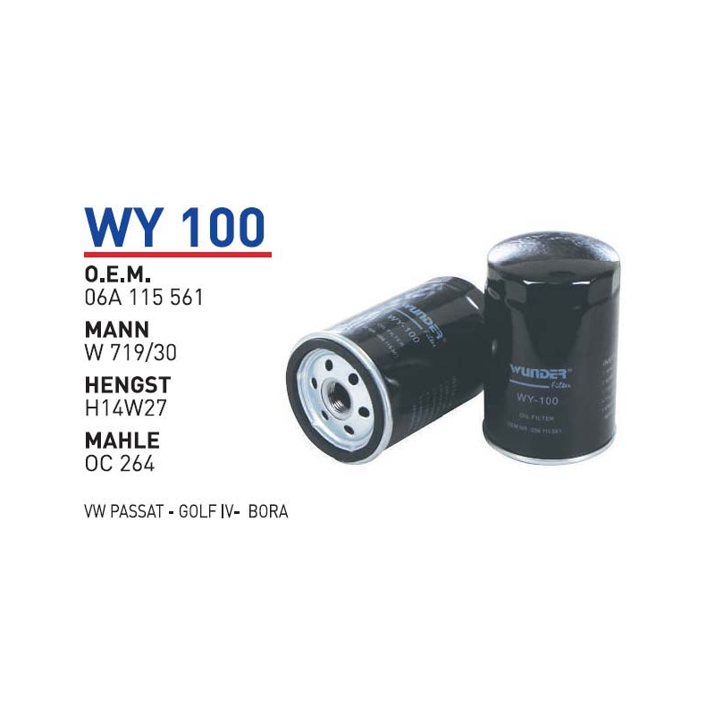 Wy100 Oem 06A115561 Volkswagen passat golf IV bora Otomobil yağ filtre oil filter