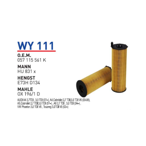 Wy111 Oem 057115561 K Volkswagen touareg audi A4 phaeton Otomobil yağ filtre oil filter