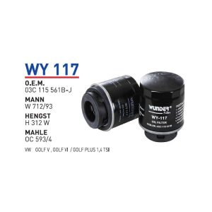 Wy117 Oem 03C115561B-J Volkswagen golf V golf VI golf Plus Otomobil yağ filtre oil filter