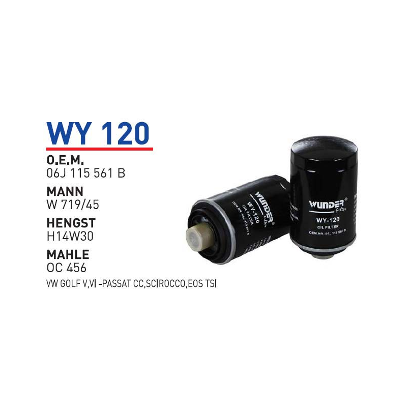 Wy120 Oem 06J115561B Volkswagen golf passat cc scirocco eos Otomobil yağ filtre oil filter