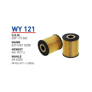 Wy121 Oem 03P115562 Volkswagen polo di̇zel Otomobil yağ filtre oil filter