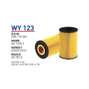 Wy123 Oem 03N115562 Volkswagen audi leon golf Otomobil yağ filtre oil filter