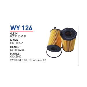 Wy126 Oem 059115561D Volkswagen touareg audi̇ Otomobil yağ filtre oil filter