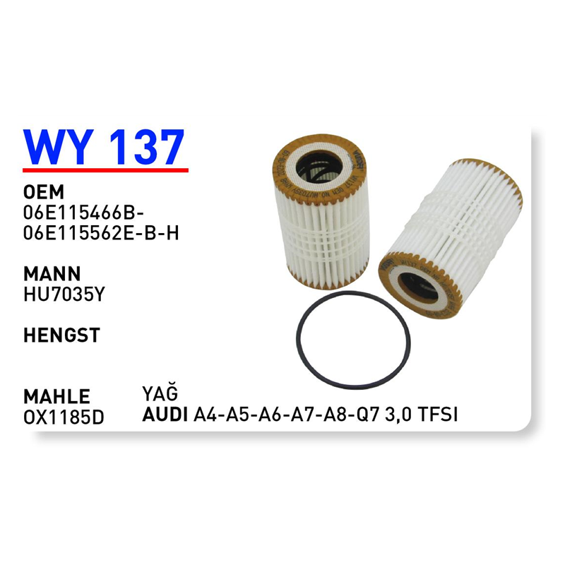 Wy137 Oem 06E115466B Volkswagen audi A4-A5-A6-A7-A8-Q7 Otomobil yağ filtre oil filter