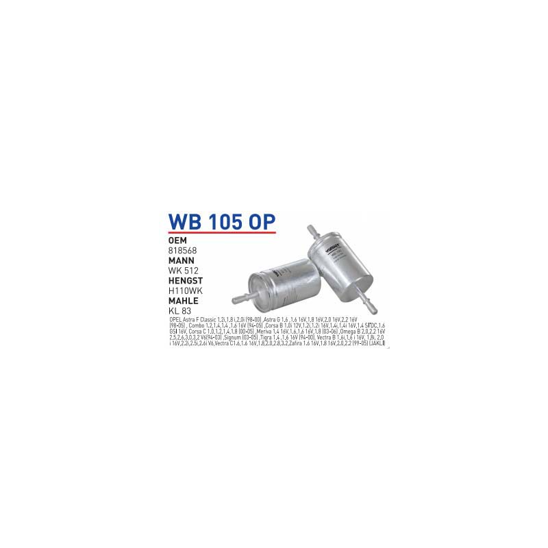 Wb105 Op Oem 818568 Opel astra F astra G corsa B vectra B Otomobil yakıt filtre benzin fuel filter gasoline