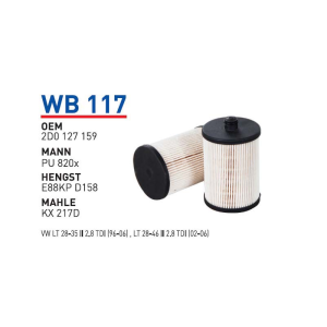 Wb117 Oem 2D0127159 Volkswagen Lt 28-35-46 Otomobil yakıt filtre dizel fuel filter diesel