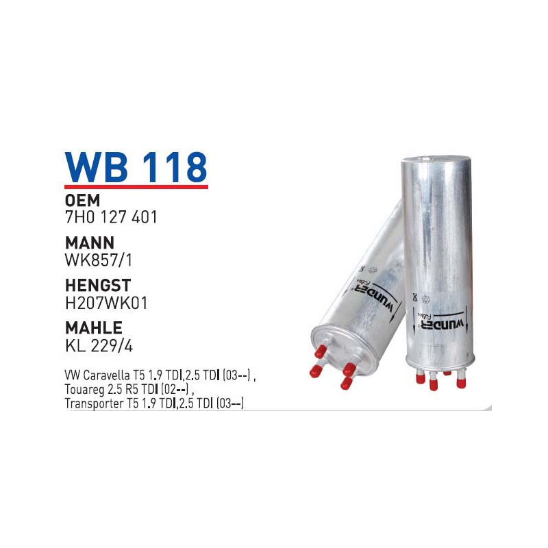 Wb118 Oem 7H0127401 Volkswagen transporter T5-T6 touareg Otomobil yakıt filtre dizel fuel filter diesel