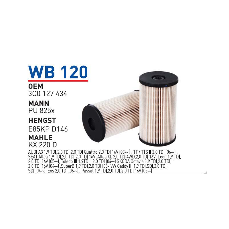 Wb120 Oem 3C0127434 Volkswagen audi seat passat Otomobil yakıt filtre dizel fuel filter diesel