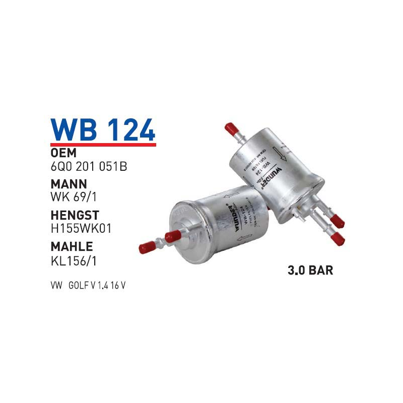 Wb124 Oem 6Q0201051B Volkswagen polo IV Otomobil yakıt filtre benzin fuel filter gasoline