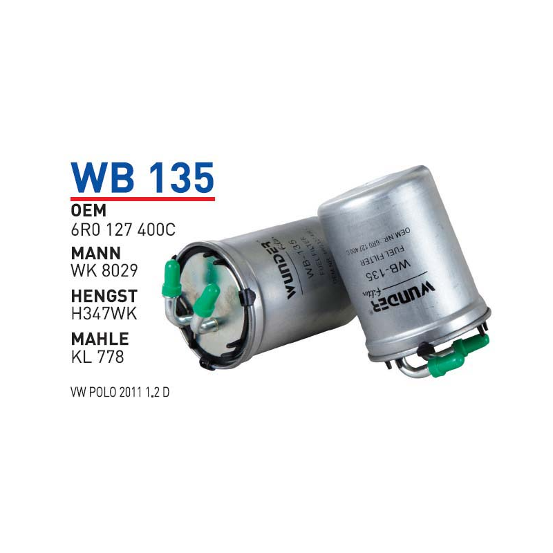 Wb135 Oem 6R0127400C Volkswagen polo Otomobil yakıt filtre dizel fuel filter diesel