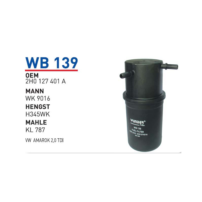 Wb139 Oem 2H0127401 A Volkswagen amarok Otomobil yakıt filtre dizel fuel filter diesel