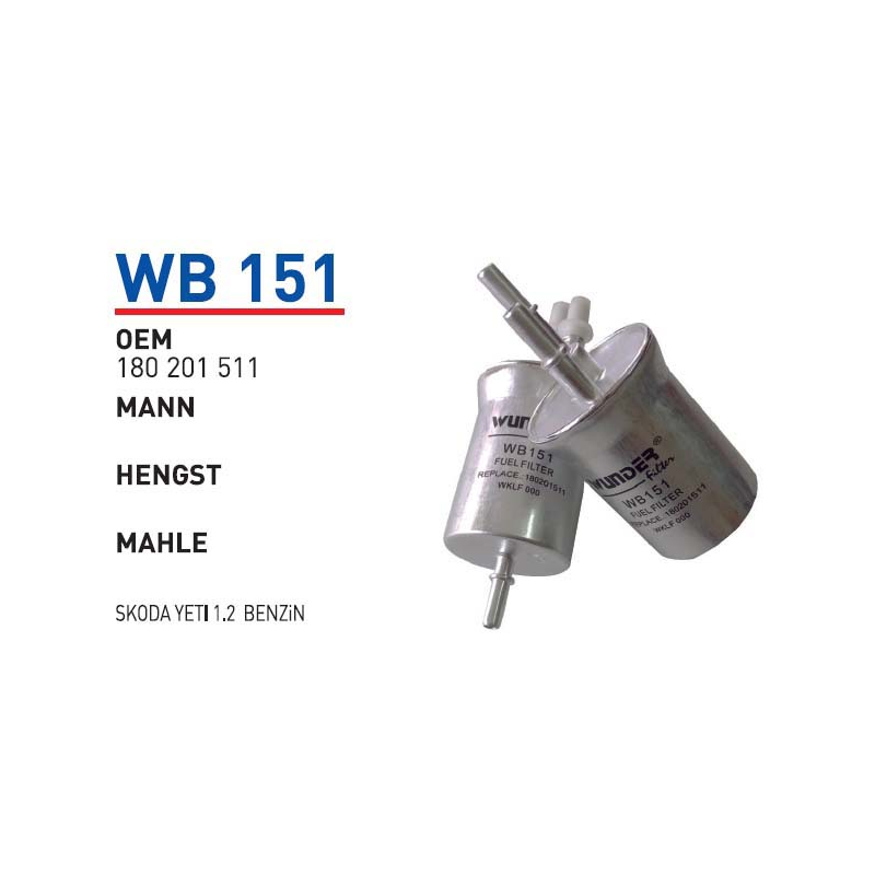 Wb151 Oem 180201511 Volkswagen Skoda yeti rapi̇d Otomobil yakıt filtre benzin fuel filter gasoline
