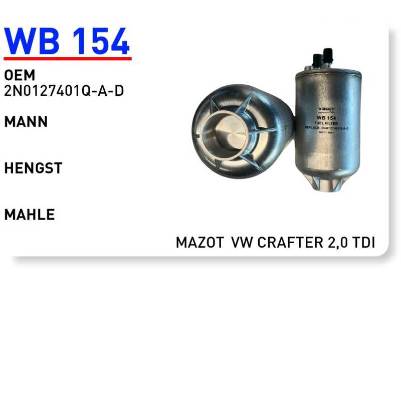 Wb154 Oem 2N0127401Q-A-D Volkswagen crafter Otomobil yakıt filtre dizel fuel filter diesel