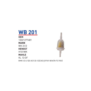 Wb201 Oem 13321277481 BMW 3 (E-21) (E-30) 5 (E-12) (E28) Otomobil yakıt filtre benzin fuel filter gasoline