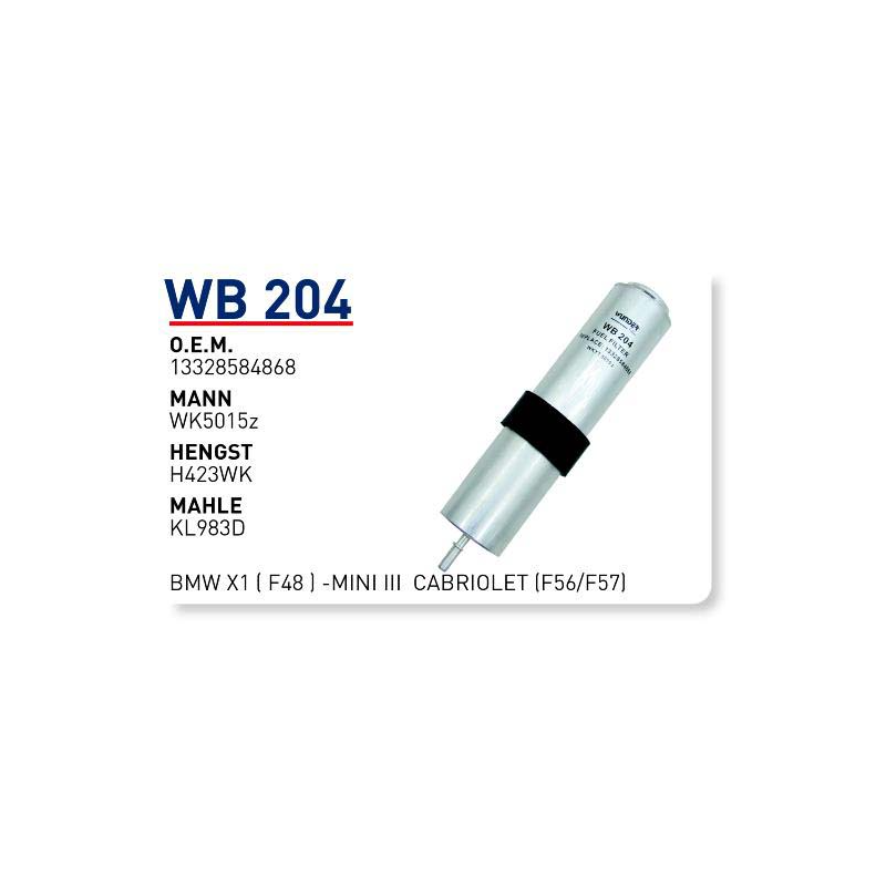 Wb204 Oem 13328584868 BMW X1 (F48)-MINI III CABRIOLET (F56/F57) Otomobil yakıt filtre dizel fuel filter diesel