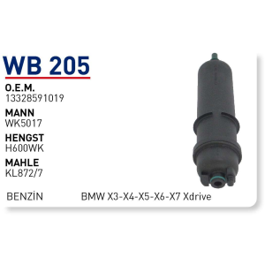 Wb205 Oem 13328591019 BMW X3-X4-X5-X6-X7 X DRIVE Otomobil yakıt filtre benzin fuel filter gasoline