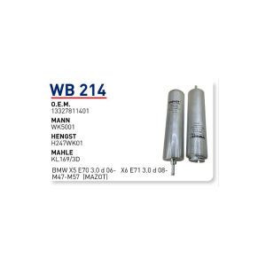 Wb214 Oem 13327811401 BMW X5 E70 3.0 D 06 X6 E71 3.0 D 08 M47 M57 Otomobil yakıt filtre dizel fuel filter diesel