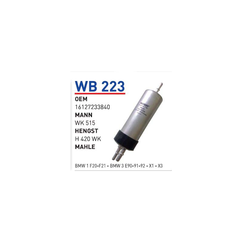 Wb223 Oem 16127233840 BMW 1 F20 F21 BMW 3 E90 91 92 X1 X3 Otomobil yakıt filtre dizel fuel filter diesel
