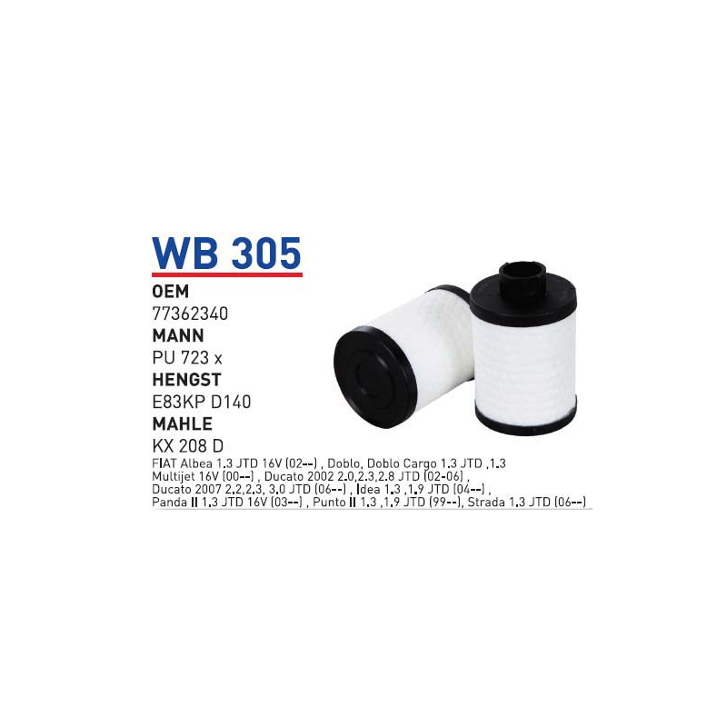 Wb305 Oem 77362340 Opel corsa C combo C captiva Otomobil yakıt filtre dizel fuel filter diesel