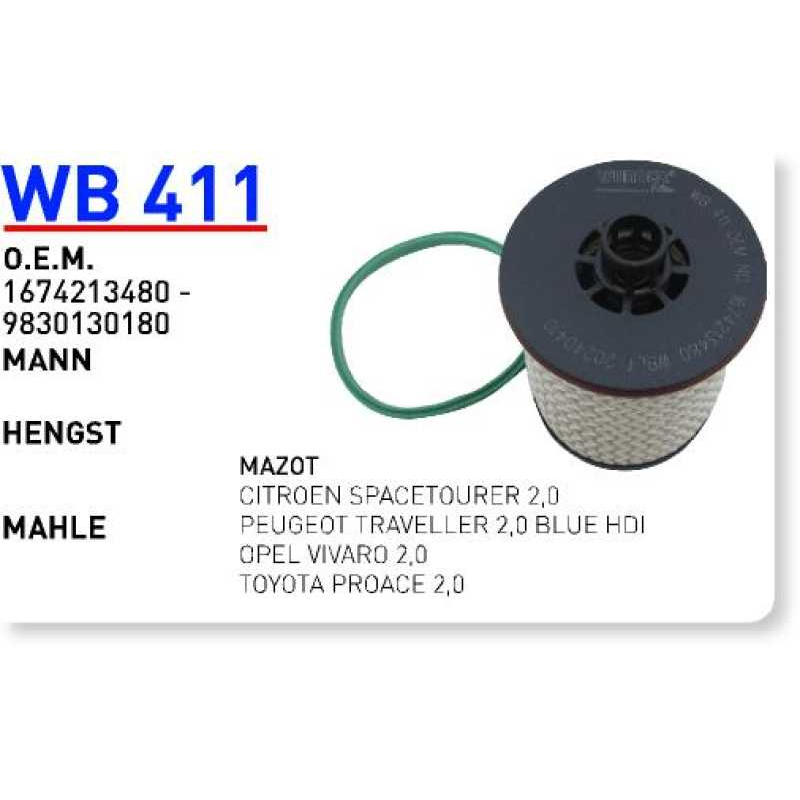 Wb411 Oem 1674213480 Opel vivaro citroen peugeot toyota Otomobil yakıt filtre dizel fuel filter diesel